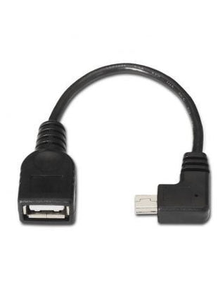 Cable USB 2.0 Aisens A101 - 0034/ MiniUSB Macho - USB Hembra/ Hasta 2.5W/ 60Mbps/ 15cm/ Negro - Tiensol