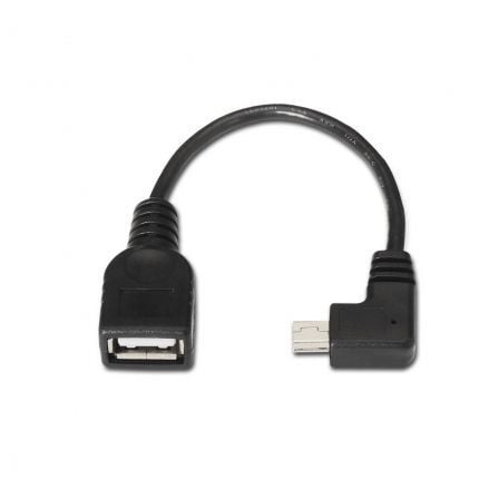 Cable USB 2.0 Aisens A101 - 0034/ MiniUSB Macho - USB Hembra/ Hasta 2.5W/ 60Mbps/ 15cm/ Negro - Tiensol