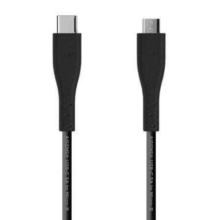 Cable USB 2.0 Aisens A107 - 0349/ USB Tipo - C Macho - MicroUSB Macho/ Hasta 15W/ 60Mbps/ 1m/ Negro - Tiensol