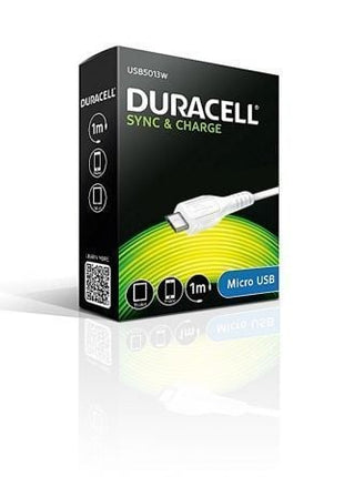 Cable USB 2.0 Duracell USB5013W/ USB Macho - MicroUSB Macho/ 1m/ Blanco - Tiensol