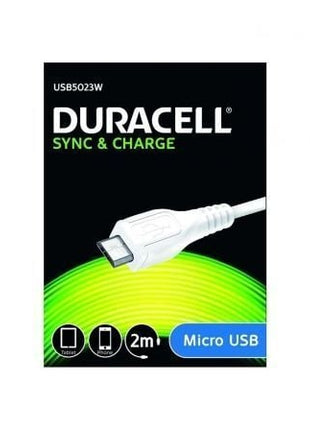 Cable USB 2.0 Duracell USB5023W/ USB Macho - MicroUSB Macho/ 2m/ Blanco - Tiensol