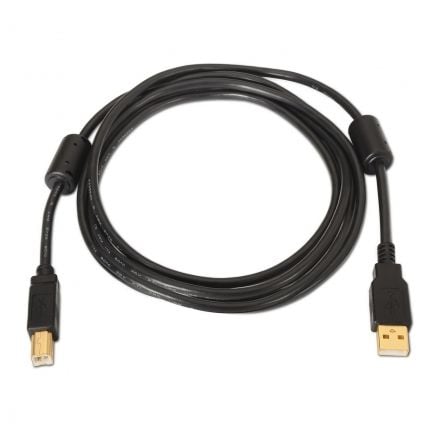 Cable USB 2.0 Impresora Aisens A101 - 0009/ USB Tipo - B Macho - USB Macho/ Hasta 2.5W/ 60Mbps/ 2m/ Negro - Tiensol