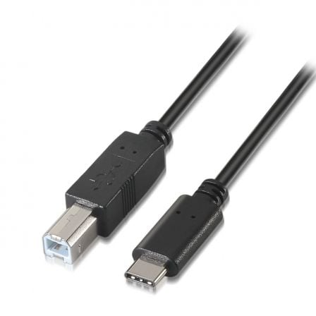 Cable USB 2.0 Impresora Aisens A107 - 0053/ USB Tipo - C Macho - USB Tipo - B Macho/ Hasta 9W/ 625Mbps/ 1m/ Negro - Tiensol