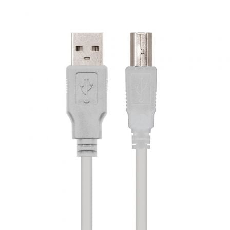 Cable USB 2.0 Impresora Nanocable 10.01.0102/ USB Tipo - B Macho - USB Macho/ 1m/ Beige - Tiensol