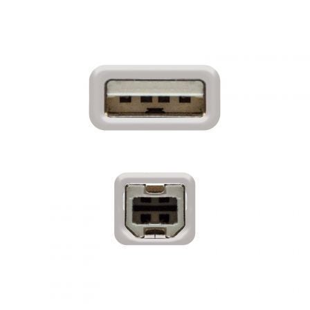 Cable USB 2.0 Impresora Nanocable 10.01.0102/ USB Tipo - B Macho - USB Macho/ 1m/ Beige - Tiensol