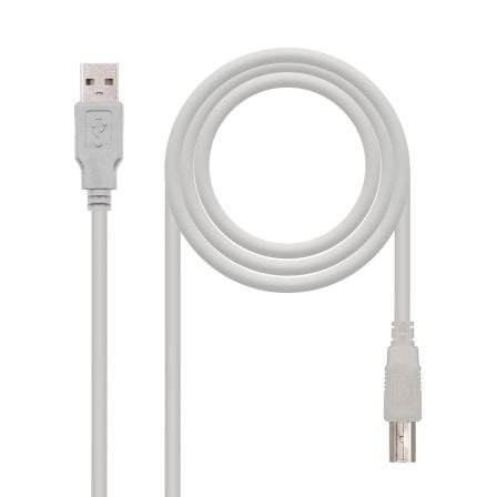 Cable USB 2.0 Impresora Nanocable 10.01.0104/ USB Tipo - B Macho - USB Macho/ 3m/ Beige - Tiensol