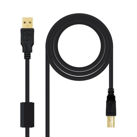 Cable USB 2.0 Impresora Nanocable 10.01.1202/ USB Tipo - B Macho - USB Macho / 2m/ Negro - Tiensol