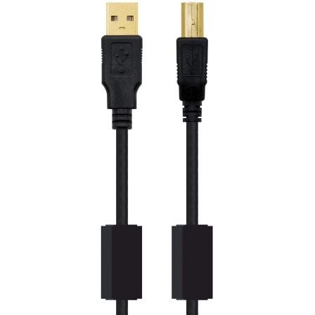 Cable USB 2.0 Impresora Nanocable 10.01.1203/ USB Tipo - B Macho - USB Macho/ 3m/ Negro - Tiensol