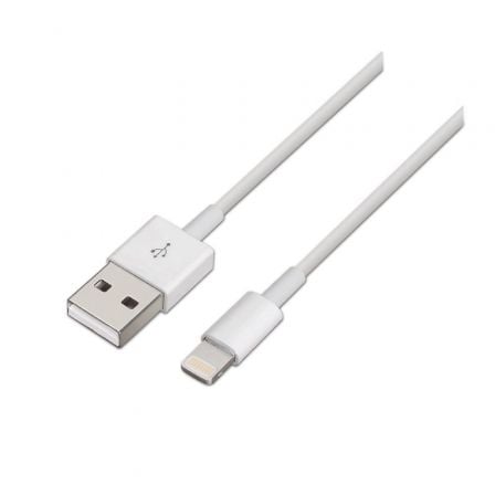 Cable USB 2.0 Lightning Aisens A102 - 0035/ USB Macho - Lightning Macho/ Hasta 2.5W/ 60Mbps/ 1m/ Blanco - Tiensol