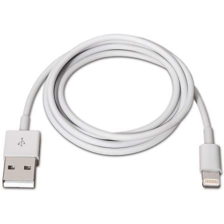 Cable USB 2.0 Lightning Aisens A102 - 0035/ USB Macho - Lightning Macho/ Hasta 2.5W/ 60Mbps/ 1m/ Blanco - Tiensol