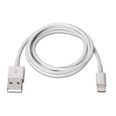 Cable USB 2.0 Lightning Aisens A102 - 0036/ USB Macho - Lightning Macho/ Hasta 2.5W/ 60Mbps/ 2m/ Blanco - Tiensol