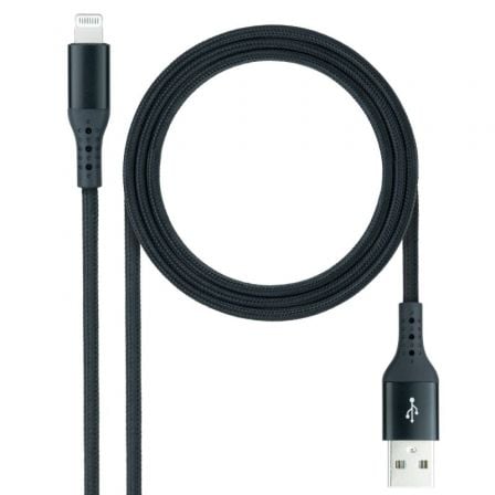 Cable USB 2.0 Lightning Nanocable 10.10.0401 - COBK/ USB Macho - Lightning Macho/ 1m/ Negro - Tiensol