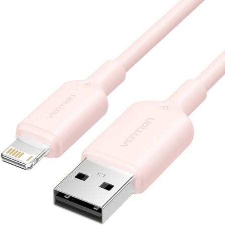 Cable USB 2.0 Lightning Vention LAMPF/ USB Macho - Lightning Macho/ 480Mbps/ 1m/ Rosa - Tiensol