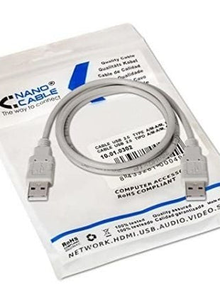 Cable USB 2.0 Nanocable 10.01.0303/ USB Macho - USB Macho/ 2m/ Beige - Tiensol