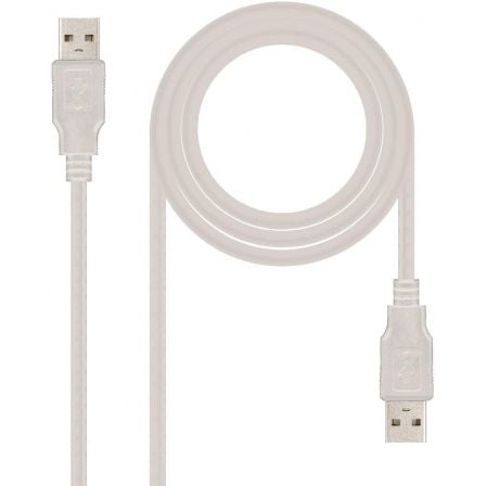 Cable USB 2.0 Nanocable 10.01.0303/ USB Macho - USB Macho/ 2m/ Beige - Tiensol