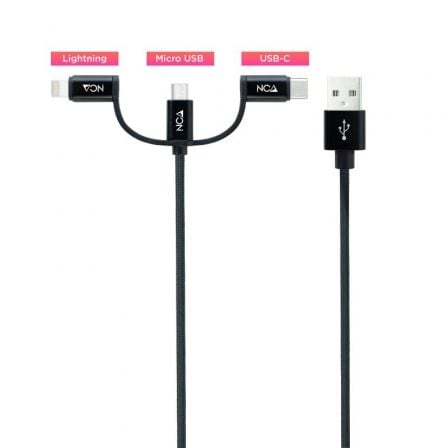 Cable USB 2.0 Nanocable 10.01.3200/ Lightning Macho - Micro USB Macho/ USB Tipo - C Macho/ 1m/ Negro - Tiensol