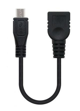 Cable USB 2.0 Nanocable 10.01.3500/ MicroUSB Macho - USB Hembra/ 15cm/ Negro - Tiensol