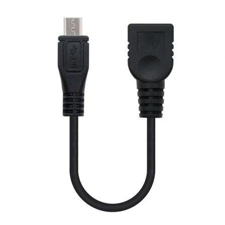 Cable USB 2.0 Nanocable 10.01.3500/ MicroUSB Macho - USB Hembra/ 15cm/ Negro - Tiensol