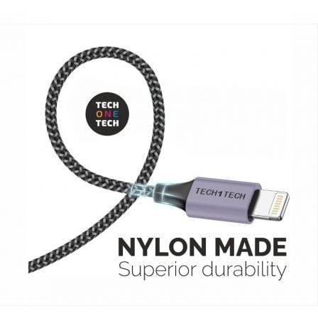 Cable USB 2.0 Tech One Tech TEC2022/ USB Macho - Lightning Macho/ 2m/ Gris - Tiensol