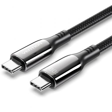 Cable USB 2.0 Tipo - C 5A 100W Vention CTKBAV/ USB Tipo - C Macho - USB Tipo - C Macho/ Hasta 100W/ 480Mbps/ 1.2m/ Negro - Tiensol