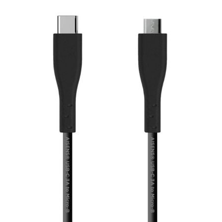 Cable USB 2.0 Tipo - C Aisens A107 - 0350/ USB Tipo - C Macho - MicroUSB/ Hasta 15W/ 60Mbps/ 2m/ Negro - Tiensol