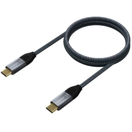 Cable USB 2.0 Tipo - C Aisens A107 - 0628 5A 100W/ USB Tipo - C Macho - USB Tipo - C Macho/ Hasta 100W/ 60Mbps/ 1m/ Gris - Tiensol