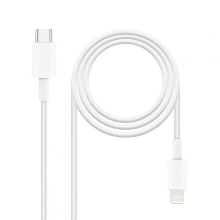 Cable USB 2.0 Tipo - C Lightning Nanocable 10.10.0600/ USB Tipo - C Macho - Lightning Macho/ 50cm/ Blanco - Tiensol