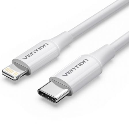 Cable USB 2.0 Tipo - C Lightning Vention LAJWF/ USB Tipo - C Macho - Lightning Macho/ Hasta 27W/ 480Mbps/ 1m/ Blanco - Tiensol