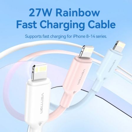 Cable USB 2.0 Tipo - C Lightning Vention LAKPF/ USB Tipo - C Macho - Lightning Macho/ Hasta 27W/ 480Mbps/ 1m/ Rosa - Tiensol