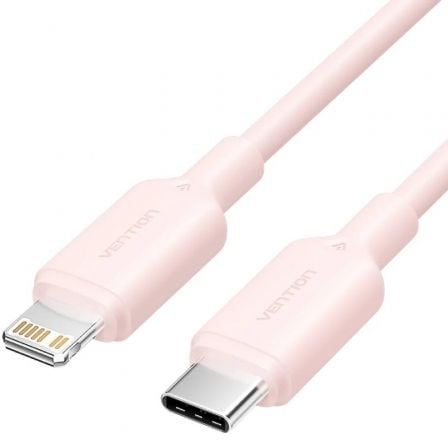 Cable USB 2.0 Tipo - C Lightning Vention LAKPF/ USB Tipo - C Macho - Lightning Macho/ Hasta 27W/ 480Mbps/ 1m/ Rosa - Tiensol