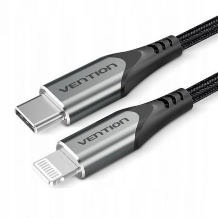 Cable USB 2.0 Tipo - C Lightning Vention TACHF/ USB Tipo - C Macho - Lightning Macho/ Hasta 27W/ 480Mbps/ 1m/ Gris - Tiensol