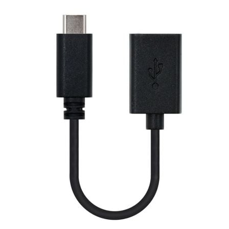 Cable USB 2.0 Tipo - C Nanocable 10.01.2400/ USB Tipo - C Macho - USB Hembra/ 15cm/ Negro - Tiensol