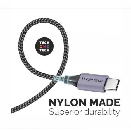 Cable USB 2.0 Tipo - C Tech One Tech TEC2023/ USB Tipo - C Macho - USB Macho/ 2m/ Gris - Tiensol