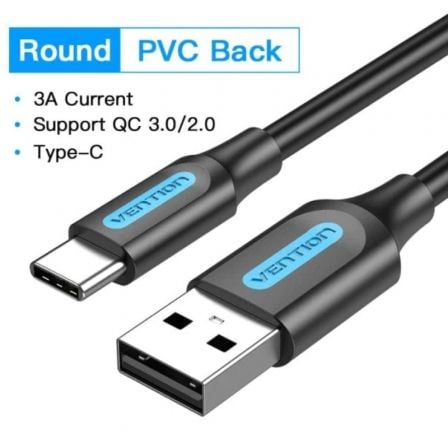 Cable USB 2.0 Tipo - C Vention COKBD/ USB Macho - USB Tipo - C Macho/ Hasta 60W/ 480Mbps/ 50cm/ Gris - Tiensol