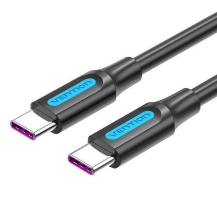 Cable USB 2.0 Tipo - C Vention COTBD/ USB Tipo - C Macho - USB Tipo - C Macho/ Hasta 100W/ 480Mbps/ 50cm/ Negro - Tiensol