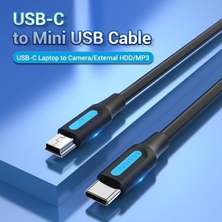 Cable USB 2.0 Tipo - C Vention COWBD/ USB Tipo - C Macho - MiniUSB Macho/ Hasta 10W/ 480Mbps/ 50cm/ Negro - Tiensol