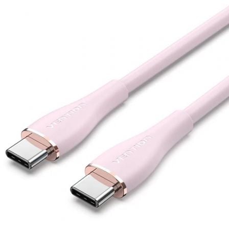 Cable USB 2.0 Tipo - C Vention TAWPF/ USB Tipo - C Macho - USB Tipo - C Macho/ Hasta 100W/ 480Mbps/ 1m/ Rosa - Tiensol