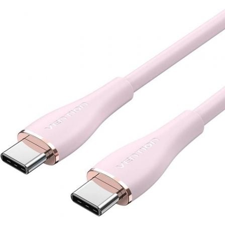 Cable USB 2.0 Tipo - C Vention TAWPG/ USB Tipo - C Macho - USB Tipo - C Macho/ Hasta 100W/ 480Mbps/ 1.5m/ Rosa - Tiensol