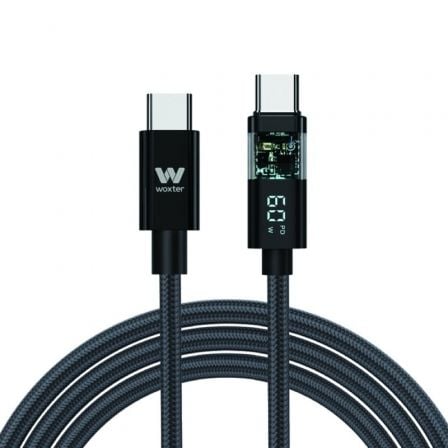 Cable USB 2.0 Tipo - C Woxter PE26 - 185/ USB Tipo - C Macho - USB Tipo - C Macho/ Hasta 60W/ 480Mbps/ 2m/ Negro - Tiensol