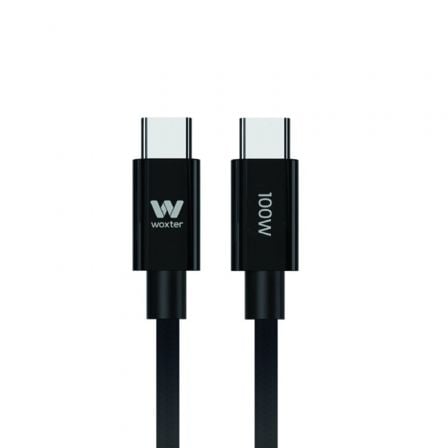 Cable USB 2.0 Tipo - C Woxter PE26 - 191/ USB Tipo - C Macho - USB Tipo - C Macho/ Hasta 100W/ 480Mbps/ 3m/ Negro - Tiensol