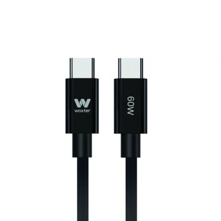 Cable USB 2.0 Tipo - C Woxter PE26 - 193/ USB Tipo - C Macho - USB Tipo - C Macho/ Hasta 60W/ 480Mbps/ 2m/ Negro - Tiensol