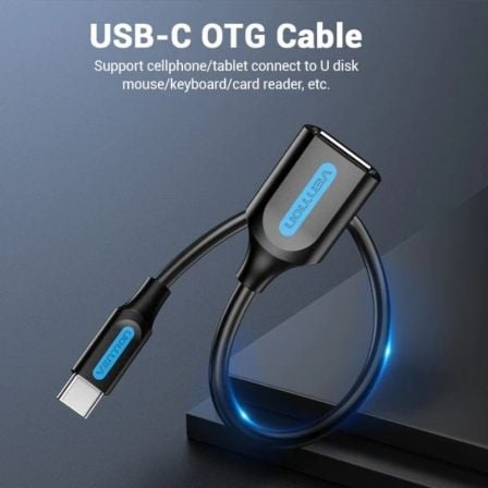 Cable USB 2.0 Vention CCSBB/ USB Tipo - C Macho - USB Hembra/ 15cm/ Negro - Tiensol