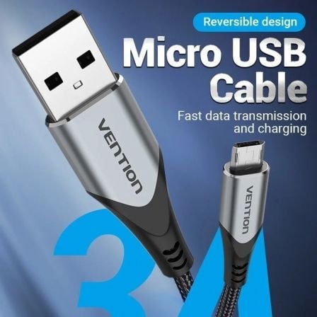 Cable USB 2.0 Vention COCHD/ USB Macho - MicroUSB Macho/ 480Mbps/ 50cm/ Negro - Tiensol