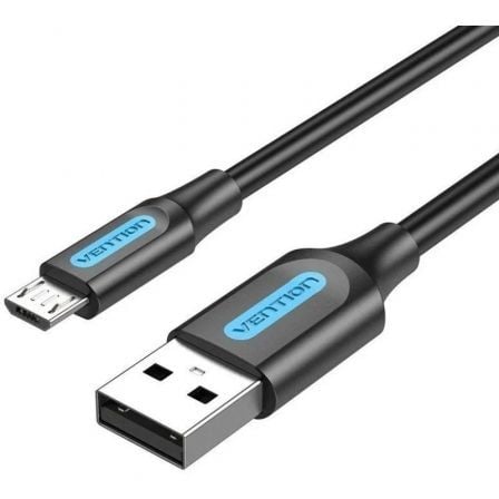 Cable USB 2.0 Vention COLBC/ USB Macho - MicroUSB Macho/ Hasta 60W/ 480Mbps/ 25cm/ Negro - Tiensol