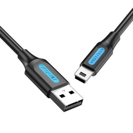 Cable USB 2.0 Vention COMBD/ USB Macho - MiniUSB Macho/ Hasta 10W/ 480Mbps/ 50cm/ Negro - Tiensol