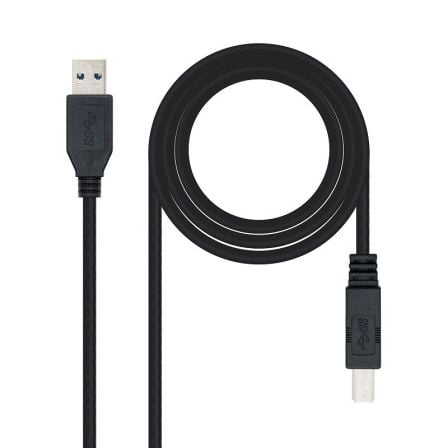 Cable USB 3.0 Impresora Nanocable 10.01.0802 - BK/ USB Tipo - B Macho - USB Macho/ 2m/ Negro - Tiensol