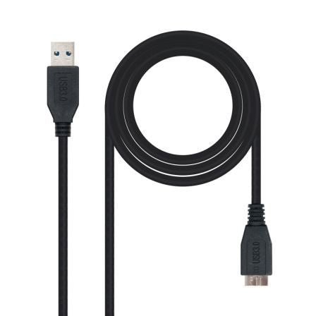 Cable USB 3.0 Nanocable 10.01.1102 - BK/ USB Macho - MicroUSB Macho/ 2m/ Negro - Tiensol