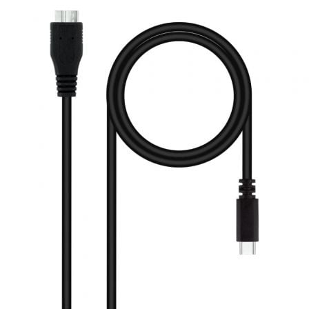 Cable USB 3.0 Tipo - C Nanocable 10.01.1201 - BK/ USB Tipo - C Macho - MicroUSB Macho/ 1m/ Negro - Tiensol