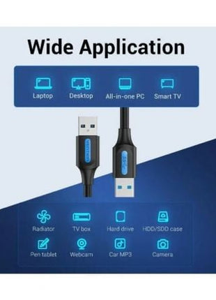 Cable USB 3.0 Vention CONBF/ USB Macho - USB Macho/ 5Gbps/ 1m/ Negro - Tiensol