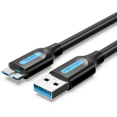 Cable USB 3.0 Vention COPBC/ USB Macho - MicroUSB Macho/ Hasta 10W/ 5Gbps/ 25cm/ Negro - Tiensol